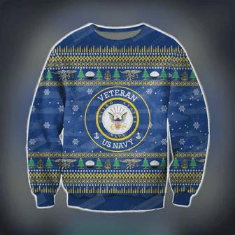 Veteran Sweater Veteran US Navy Pattern Christmas Blue Ugly Sweater | Favorety AU