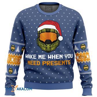 Wake Me When You Need Presents Halo Gift For Fan Anime Christmas Ugly Sweater | Favorety AU