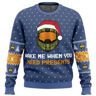 Wake Me When You Need Presents Halo Ugly Christmas Sweater | Favorety DE