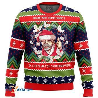 Wanna see some magic Bad Santa Custom Gift For Fan Anime Christmas Ugly Sweater | Favorety