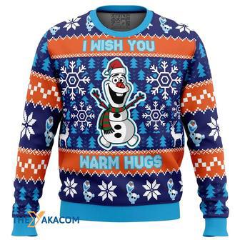 Warm Hugs Frozen Custom Gift For Fan Anime Christmas Ugly Sweater | Favorety