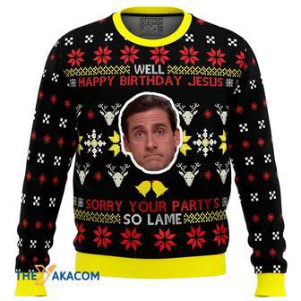 Well Happy Birthday Jesus The Office Gift For Fan Anime Christmas Ugly Sweater | Favorety UK