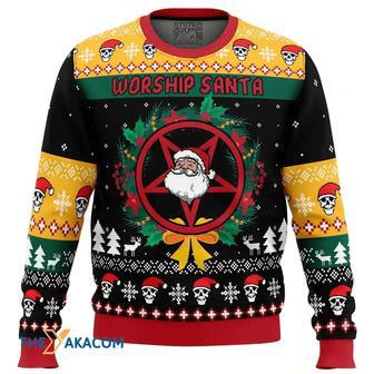 Worship Santa Custom Gift For Fan Anime Christmas Ugly Sweater | Favorety CA