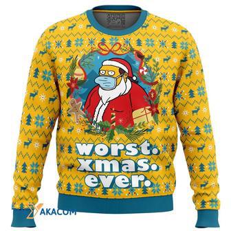 Worst Christmas Ever Simpsons Custom Gift For Fan Anime Christmas Ugly Sweater | Favorety