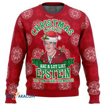 Xmas Lights Are Like Epstein Gift For Fan Anime Christmas Ugly Sweater | Favorety UK