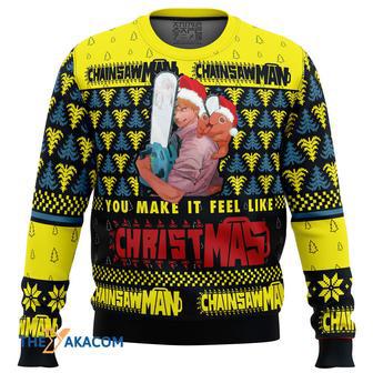 You Make It Fell Like Christmas Chainsaw Man Gift For Fan Anime Christmas Ugly Sweater | Favorety