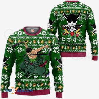 Zoro One Piece Anime Green Custom Gift For Fan Anime Christmas Ugly Sweater | Favorety