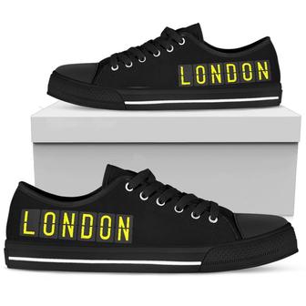 Airport Destinations London (Black) - Low Top Canvas Shoes - Monsterry CA