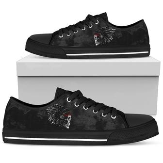 Native american skull pattern low top shoes - Monsterry CA