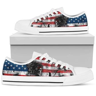 Native american skull pattern low top shoes - Monsterry