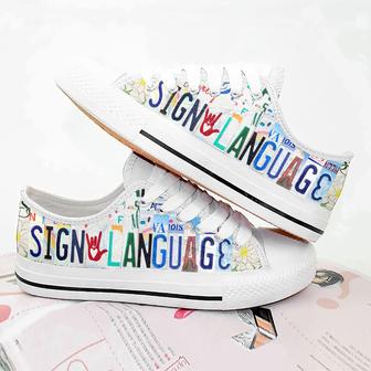 Sign Language Low Top Shoes - Monsterry