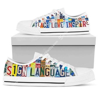 Sign Language Teacher Low Top Shoes - Monsterry