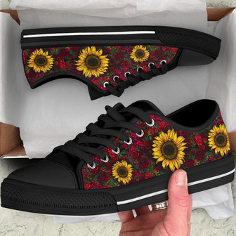 Sunflowers And Roses Low Top Shoes - Monsterry