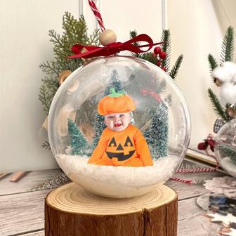 Custom Pumpkin Baby Photo Snow Ball Ornament 3D Ball Ornament | Mazezy