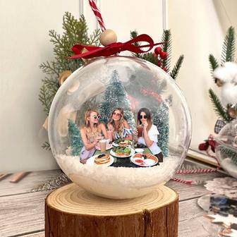Personalized Best Friend Photo Snow 3D Ball Ornament Christmas Ball | Mazezy