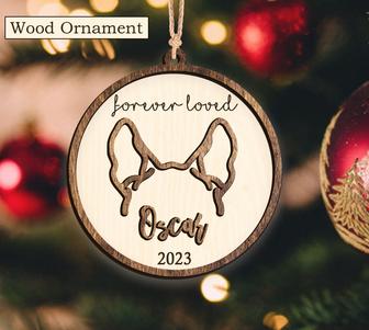 Personalized Dog Ear Memorial Ornament Christmas Acrylic Wooden Ornament | Mazezy