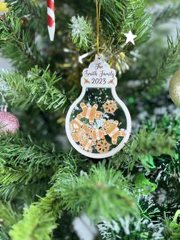 Personalized Gingerbread Family Acrylic Wooden Ornament Christmas Gift | Mazezy