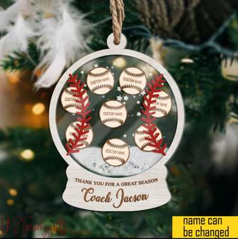 Custom Baseball Christmas Ornaments, Shaker Wood Ornament Gift For Coach | Mazezy