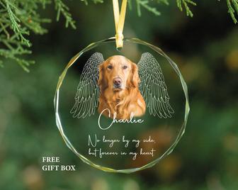 Custom Pet Wings Photo Glass Ornament Memorial Christmas Ornament Gift | Mazezy