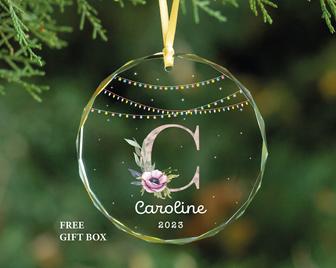 Personalized Baby Name Glass Ornament Baby First Christmas Ornament Gift | Mazezy