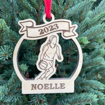 Personalized Basketball Christmas Ornaments, Boy and Girl Wood Ornament | Mazezy