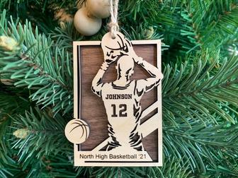 Personalized Basketball Christmas Ornaments, Wood Ornament | Mazezy