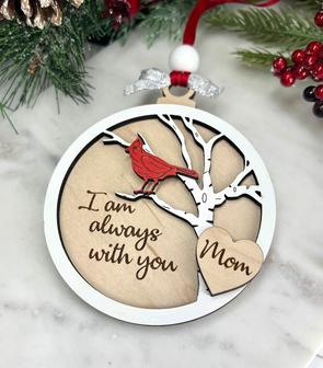 Personalized Cardinal Christmas Ornaments, Wood Ornament Gift For Mom | Mazezy
