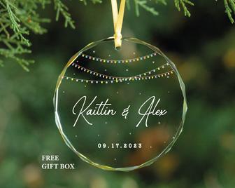 Personalized Couple Names Glass Ornament First Christmas Together | Mazezy