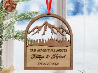 Personalized Engagement Christmas Ornaments, Wood Ornament Gifts for Fiance | Mazezy