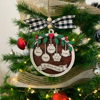 Personalized Family Name Christmas Ornaments, Wood Ornament Gift | Mazezy