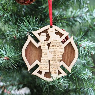 Personalized Firefighter And Girlfriend Christmas Ornaments Wood Ornament | Mazezy