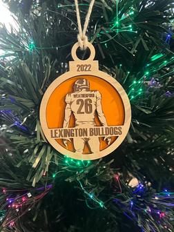 Personalized Football Christmas Ornaments, Wood Ornament | Mazezy