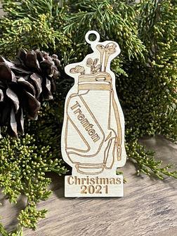 Personalized Golf Christmas Ornaments, Wood Ornament | Mazezy