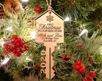 Personalized New Home Christmas Ornaments, Our First Home Wood Ornament | Mazezy