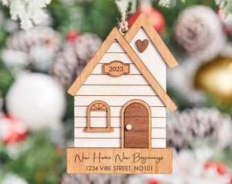 Personalized New Home Christmas Ornaments, Wood Ornament | Mazezy