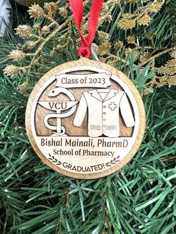 Personalized Pharmacy Christmas Ornaments, Wood Ornament | Mazezy