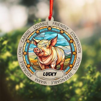Personalized Pig Christmas Ornaments, Suncatcher Memorial Wood Ornament | Mazezy
