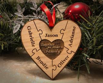 Personalized Sibling Christmas Ornaments, Wood Ornament | Mazezy