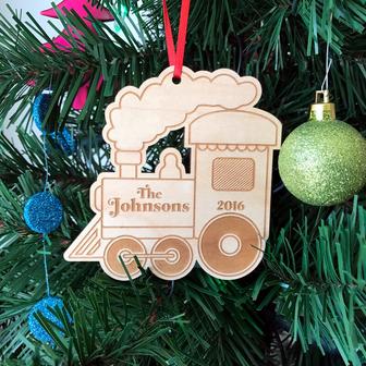Personalized Train Christmas Ornaments, Wood Ornament | Mazezy
