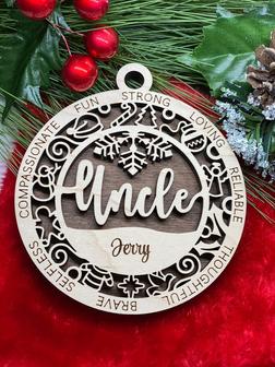 Personalized Uncle Christmas Ornaments, Wood Ornament | Mazezy