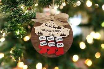 Personalized Grandma Christmas Ornaments, Wood Ornament for Grandparent | Mazezy