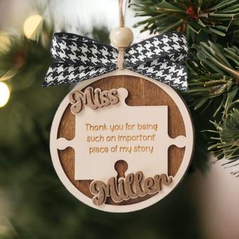 Personalized Teacher Christmas Ornaments, Classroom Decor Wood Ornament | Mazezy