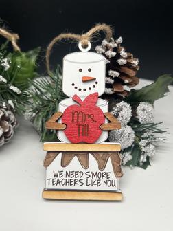 Personalized Teacher Christmas Ornaments, Wood Ornament Teacher Gift | Mazezy