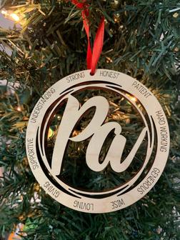 Personalized Grandpa Christmas Ornaments, Wood Ornament Gift for Pa | Mazezy