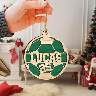 Personalized Soccer Christmas Ornaments, Wood Ornament Gift for Son | Mazezy