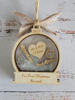 Personalized Wedding Christmas Ornaments, Wood Ornament | Mazezy