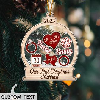 Personalized Wedding Christmas Ornaments, Wood Ornament Wedding Gift | Mazezy