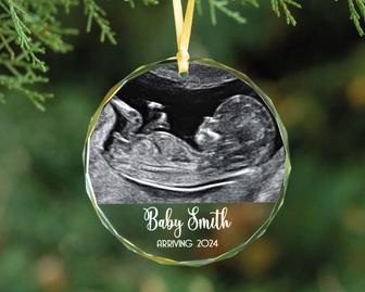 Custom Baby Ultrasound Glass Ornament Pregnancy Announcement Gift | Mazezy