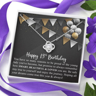 13Th Birthday Gift Necklace For Girls, Thirteenth Birthday Gift, Love Knot Necklace For Teenager Girl, Daughter 13Th Birthday Necklace Gift - Thegiftio UK