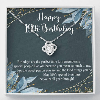 19Th Birthday Gift Necklace, 19Th Birthday Gifts For Women, Jewelry Gift For Her 19 Years Old, Love Knot Necklace - Thegiftio UK